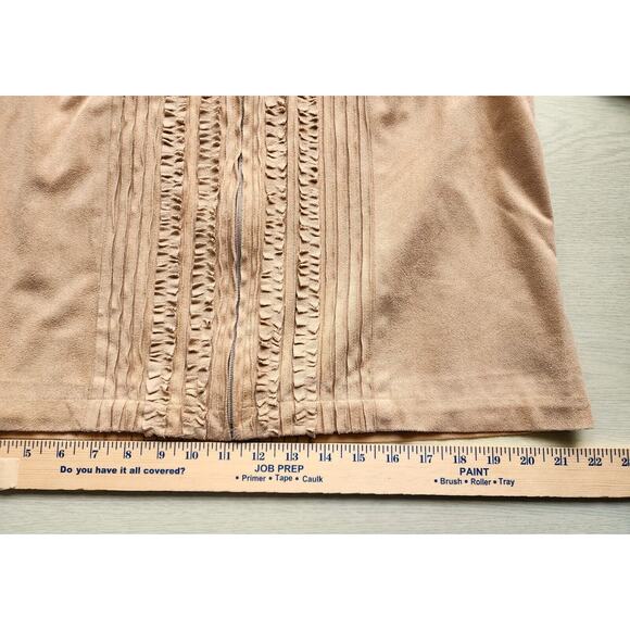 JACKET-COLDWATER CREEK-Faux Suede-Tan-Ruffled-Light Weight-Lined-MED - Picture 14 of 16